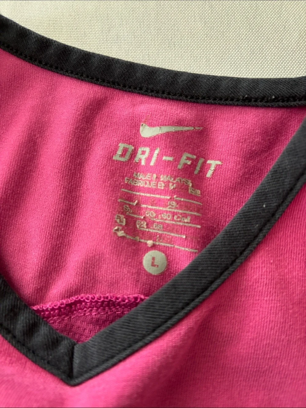 Nike Women's Hot Pink Performance Tee with Black Accents size L